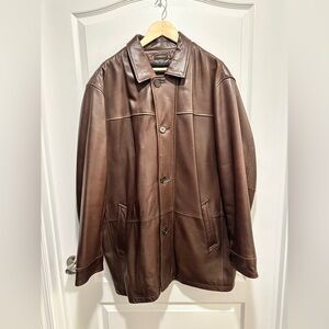 Men’s Classic Cowhide 3/4 Length Brown Thinsulate Soft Leather Coat - Size: XL